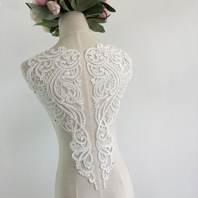 1Piece Ivory White Black Lace Applique Neckline Collar Appliques Embroidery Lace Trim Fabric Cloth Sewing Patchwork DIY Craft