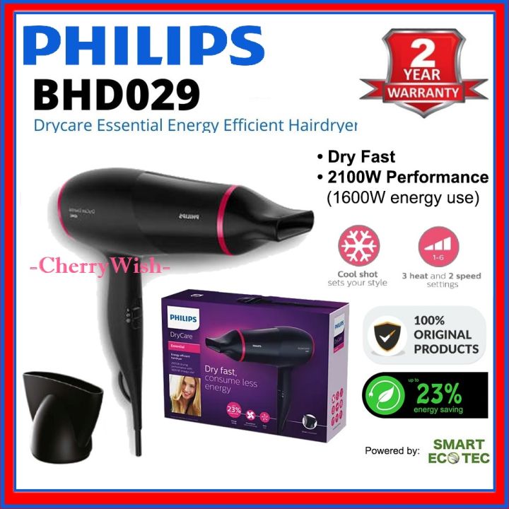 Inside snow White Dynamics Philips DryCare BHD029 (2100W) Hair Dryer Essential Energy Efficient Ionic  吹风筒 Pengering Rambut *PHILIPS 2 YEARS WARRANT | Lazada