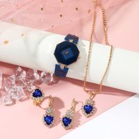 【July】 23 Factory direct ladies gift sets fashion simple diamond-shaped quartz watch all-match four-piece set with diamonds and gemstones