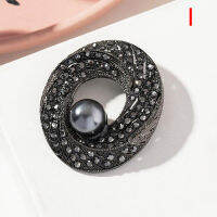 qiuq[COD] Retro Black Crystal Pearl ดอกไม้โบว์รูปทรงเข็มกลัดผ้าพันคอ PIN เครื่องประดับอุปกรณ์เสริม