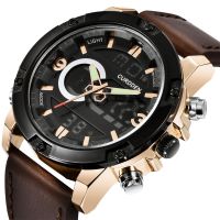 ⌚▨✜ Men Dual Time Watches Fashion Leather Business Digital Watch