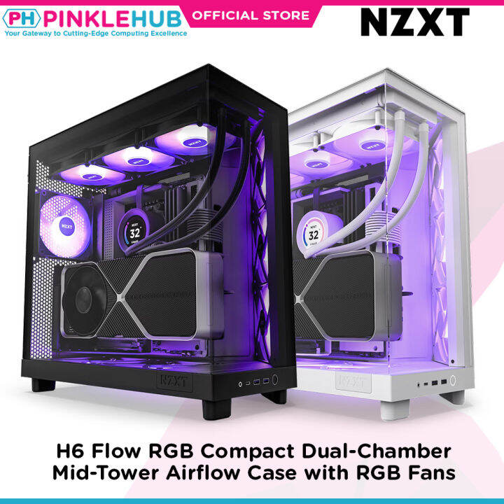 PinkleHub | NEW! NZXT H6 Flow RGB Compact Dual-Chamber Mid-Tower ...