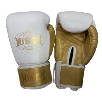 Windy Boxing Gloves White gold  8,10,12,14,16 oz Genuine Leather Limited edition MMA K1นวมซ้อมมวยไทย วินดี้สปอร์ต สีขาว-ทอง ทำจากหนังแท้ เมจิกเทป