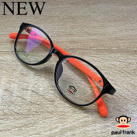 Paul Frank กรอบแว่นตา สำหรับตัดเลนส์ แว่นตาชาย หญิง Fashion รุ่น 3072 สีดำขาส้ม กรอบเต็ม ทรงรี ขาข้อต่อ วัสดุ TR 90 รับตัดเลนส์ทุกชนิด