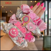 OKL9 แฟชั่นสำหรับผู้หญิง ตุ๊กตาบาร์บี้ scrunchie อีลาสติก สีทึบทึบ เชือกมัดผม ที่มัดผม หางม้าหางม้า ยางรัดผม สำหรับผู้หญิง