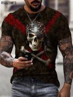 Summer New Skull Element Style Round Neck T-shirt Mens Fashion 3d Printing Casual Short Sleeve Harajuku Tee Shirt Tops