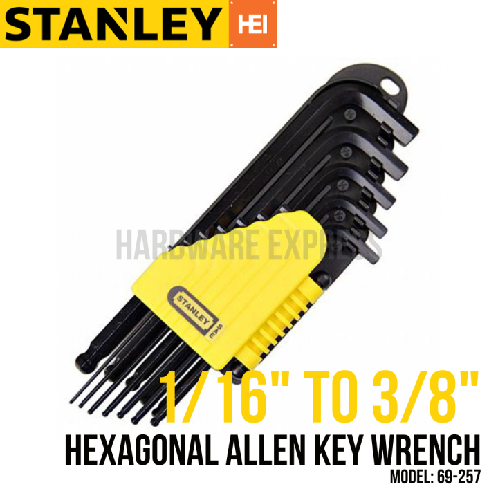 Stanley Hex Allen Key Wrench 12 Pcs. Set Long Series (69257) 1/16 To 3