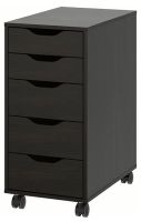 ALEX Drawer unit on castors, black-brown, 36x76 cm (อเล็กซ์ ตู้ลิ้นชักมีล้อเลื่อน, น้ำตาลดำ, 36x76 ซม.)