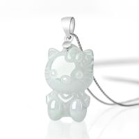 Natural Myanmar A Jade Cartoon Cat Pendant Ice Jadeite Pendant Cute Women Charms Gifts Jewelry Wholesale Drop Shipping