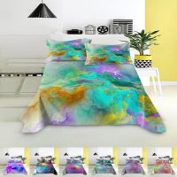 【CW】 Sea Sheet Psychedelic Print Flat Sheets Bed for King Size Breathable Textile