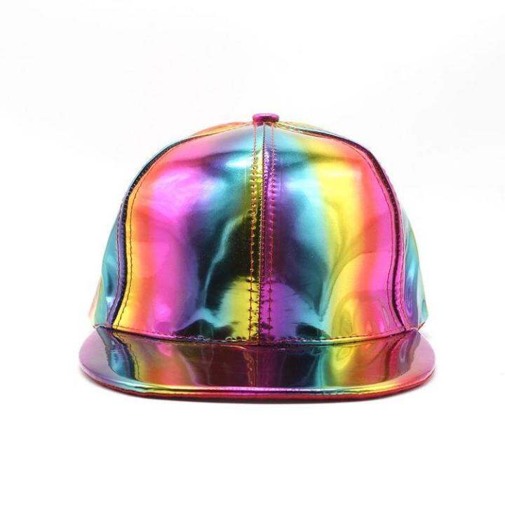 adjustable-shiny-holographics-baseball-caps-hip-hop-flat-brim-rock-snapback-hat-reflective-fashion-rave-cosplay-caps-for-dance-glastonbury-festival-justifiable