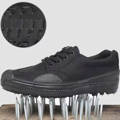 Tamias รองเท้าผ้าใบสีดำระบายอากาศได้รองเท้าทำงานป้องกันการแทงและไม่ลื่นรองเท้าฝึกซ้อม รองเท้าผู้ชาย