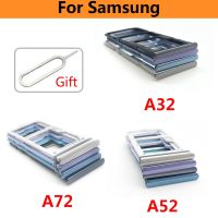 ของแท้เหมาะสำหรับ Samsung Galaxy A32 4G 5G ซิมการ์ด A72 A52ชิปถาดใส่ซิมที่ใส่ลิ้นชักอะแดปเตอร์อะไหล่ + ขา