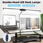 Dimmable Desk Lamp Double Head Table Lamps USB Led Reading Light Stand
