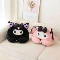 Ns3 Sanrio Kuromi Melody หมอนรองคอ รูปตัว U พร้อมหมวก ให้ความอบอุ่น เหมาะกับของขวัญ สําหรับเด็กผู้หญิง สํานักงาน งีบหลับ