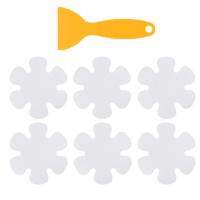 Bathroom Safety Stickers 6PCS Anti Slip Strips Glow in the Dark Shower Safety Stickers Flower Shape Cute Beautiful Bathrooms Accessories with Scraper No Trace for Steps functional