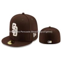 ●℗ Fashion New Era MLB San Diego Padres Fitted Hat Men Women 59FIFTY Cap Full Closed Caps Sports Embroi