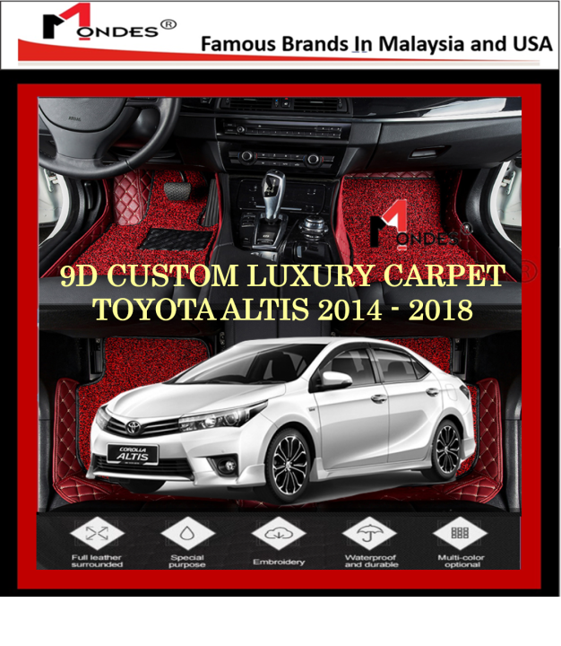 (MADE IN MALAYSIA) TOYOTA ALTIS 2014 2018 LEATHER LUXURY 9D CARMAT