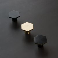 Luxury 1 Pc Gold Color Mini Hexagon Handles Zinc Alloy Black Single Hole Drawer Pulls Cupboard Door Handle Furniture Door Knob Door Hardware Locks