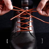 ☽ 1Pair Waxed Cotton 0.25cm Round Shoe laces Leather Waterproof ShoeLaces Men Martin Boots Shoelace Shoestring