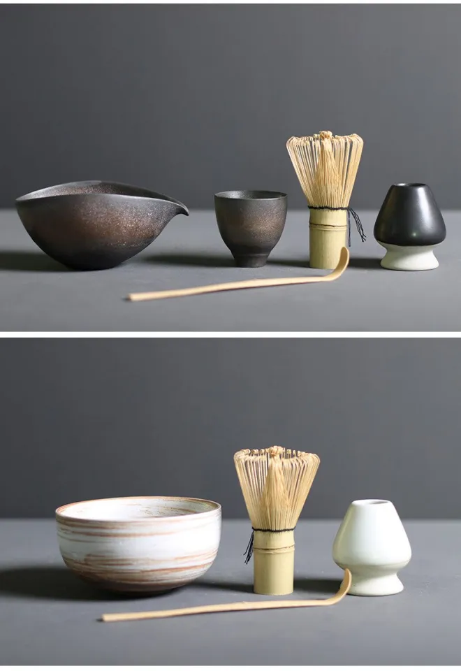 4/5pcs/set Matcha Tea Set Bamboo Whisk Scoop Ceramic Matcha Bowl  Traditional Indoor Handmade Tea-making Tools Birthday Giftset