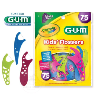 ของแท้? ไหมขัดฟันเด็ก เคลือบฟลูออไรด์ 75 ชิ้น GUM Crayola Kids Flosser Fluoride Coated, Ages 3+