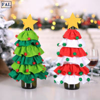 FAL Christmas Wine Bottle Cover Lovely Star Xmas Tree Bottle Topper Cover Creative Christmas Party Decoration
