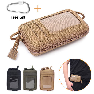 Mini Tactical Wallet Card Key Waist Bag Nylon with Free Carabiner Outdoor Camping Hiking Waterproof Belt Small Pouch