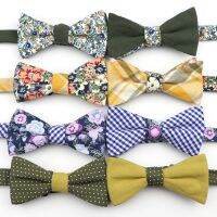 {EDDLYT} Mens Handmade Cotton Bowties Plain Self Tie Designer ดอกไม้ลาย Bow Ties Cravat สองสี Butterfly