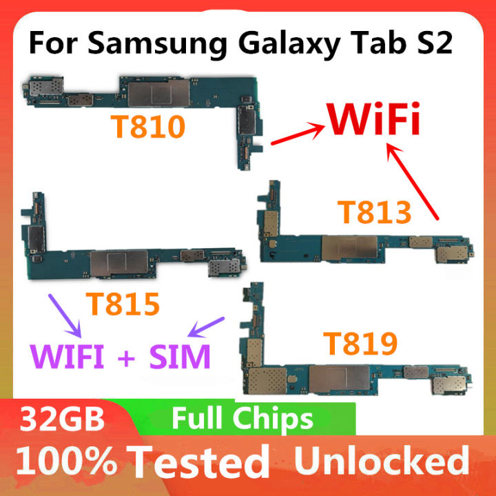 For Samsung Galaxy Tab S2 T815 T810 T819 T813 Motherboard 32gb Original Unlocked Logic board Mainboard With Full Chips Android