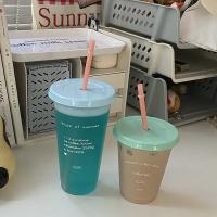 【jw】☫┋❒  Bottle for Juice Kawaii Plastic Cold Cups with Lid Reusable Drinking BPA