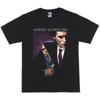 S-5XL เสื้อยืด พิมพ์ลายภาพยนตร์ American Psycho สีดํา S-5XL