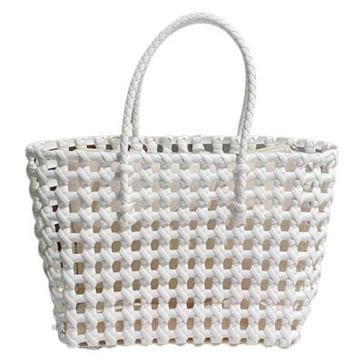 Women Summer Casual Plastic Large Capacity Woven Beach Purse Travel Shopping Basket Shoulder Bag