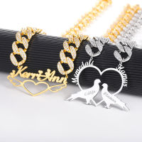 Zircon Hip Hop Rock Custom Name Necklaces For Women Or Men Europe and America Jewelry Cuban Chain Custom name Letter Dripping