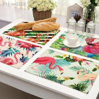 【CC】 1Pcs Monstera Pattern Placemat Cotton Coaster Dining Table Cup 42x32cm MP0080