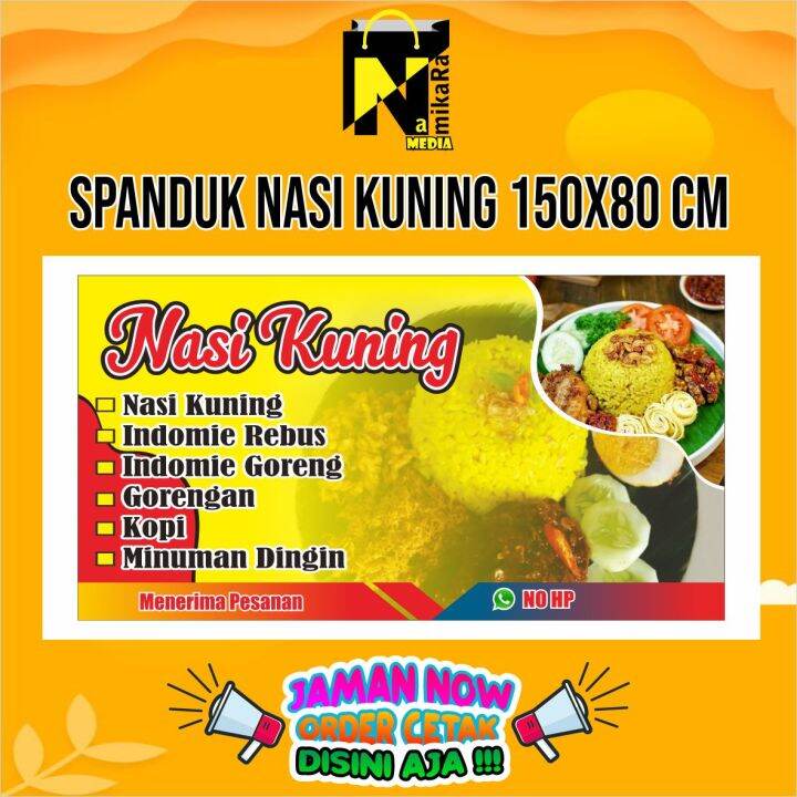 Banner Spanduk NASI KUNING Custom ukuran 150x80 cm / Banner Custom nasi ...