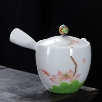 Hand painted teapot single pot hand with handle anti scalding side handle teapots fat white Kung Fu tea set small tea pot