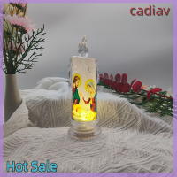 ของขวัญคริสต์มาส Cadiav Jesus บริสุทธิ์ Christ โคมไฟเทียนไขโรแมนติกไร้เปลวไฟอิเล็กทรอนิกส์แสงสีชา LED Deco