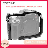 Topcine S5 II S5โครงใส่กล้อง IIX สำหรับ Panasonic LUMIX S5 I/ S5 IIX พร้อมรางนาโต1/4นิ้ว3/8นิ้วรูสกรูและฐานวางรองเท้าเย็นสำหรับไมโครโฟนและไฟ