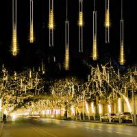 Christmas Ornaments For The Tree Rain Lamp Meteor Shower Rain Lights 30cm 8 Tubes For Xmas Holiday Party Wedding Eaves Decor