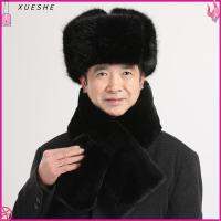 XUESHE ตุ๊กตาผ้าพลัฌ หมวกกันหนาวผู้ชาย สีทึบทึบ ความเรียบง่ายเรียบง่าย หมวกขนปุยหนา ที่มีคุณภาพสูง ขนสัตว์เทียมเทียม หมวกขนสัตว์ปลอมกลางแจ้ง สำหรับผู้ชาย