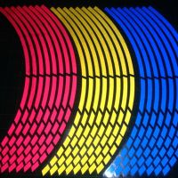 16 Strips Reflective Motocross Bike Motorcycle Sticker For 16"-18" Motorcycle Auto Wheel Rim Motorbike Moto Stickers Car Styling Wall Stickers Decals