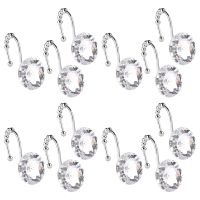 12Pcs Shower Curtain Hooks Rings Rolling Shower Curtain Hooks Crystal Rolling Shower Curtain Hooks Blue