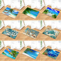 45*75CM Mediterranean Ocean Beach Style Bathroom Car Bath Mat Set 3D Printed Bathroom Floor Car Toilet Rugs WC Doormat