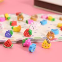 30pcs Cute Fruit Animal Eraser Mini Rubber Kawaii Stationery School Office Correction Supplies Boy/Girls Gift Prizes for Kids