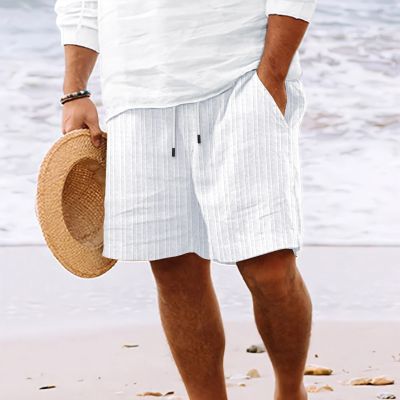 Fashion Summer Mens Linen Shorts Men Cotton Beach Short New Wild Leisure Loose Solid Cargo Shorts for Men Sweatshorts