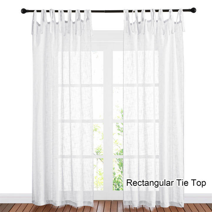 1pc Sheer Curtains For Living Room Short Window Rectangular Tie Top