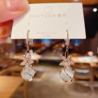 Korea East Gate zircon five petal flower cat eye stone ear hook personality fashion versatile Earrings temperament net red Earrings female X5GH X5GH 80FV 80FV