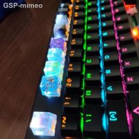 ○ Mimeo Feito À Mão Resina Mecânica Teclado Keycaps Cruz Eixo Keycap Personalizado Light-Transmiting Chave Tampão Tecâs Artesanal R4 Altura