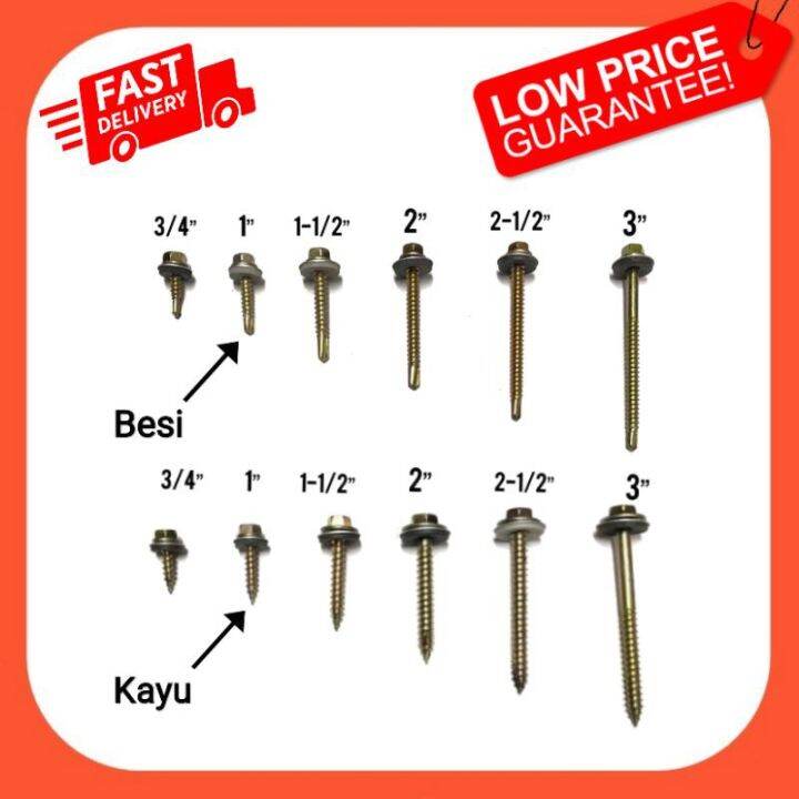 Skru Atap Bumbung Hex Self Drilling Screw Lazada